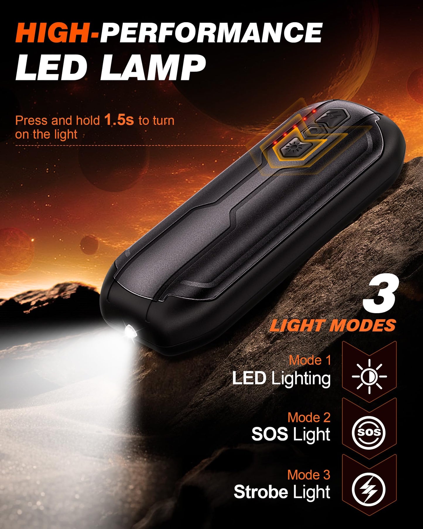Vexolta Rechargeable Hand Warmers 2 Pack - 6000mAh AI Handwarmers with Flashlight & 5 Level, 20Hrs Long Lasting, 2 in 1 Portable Electric Heater, Gift for Valentine's Day/Golf/Camping/Hunting