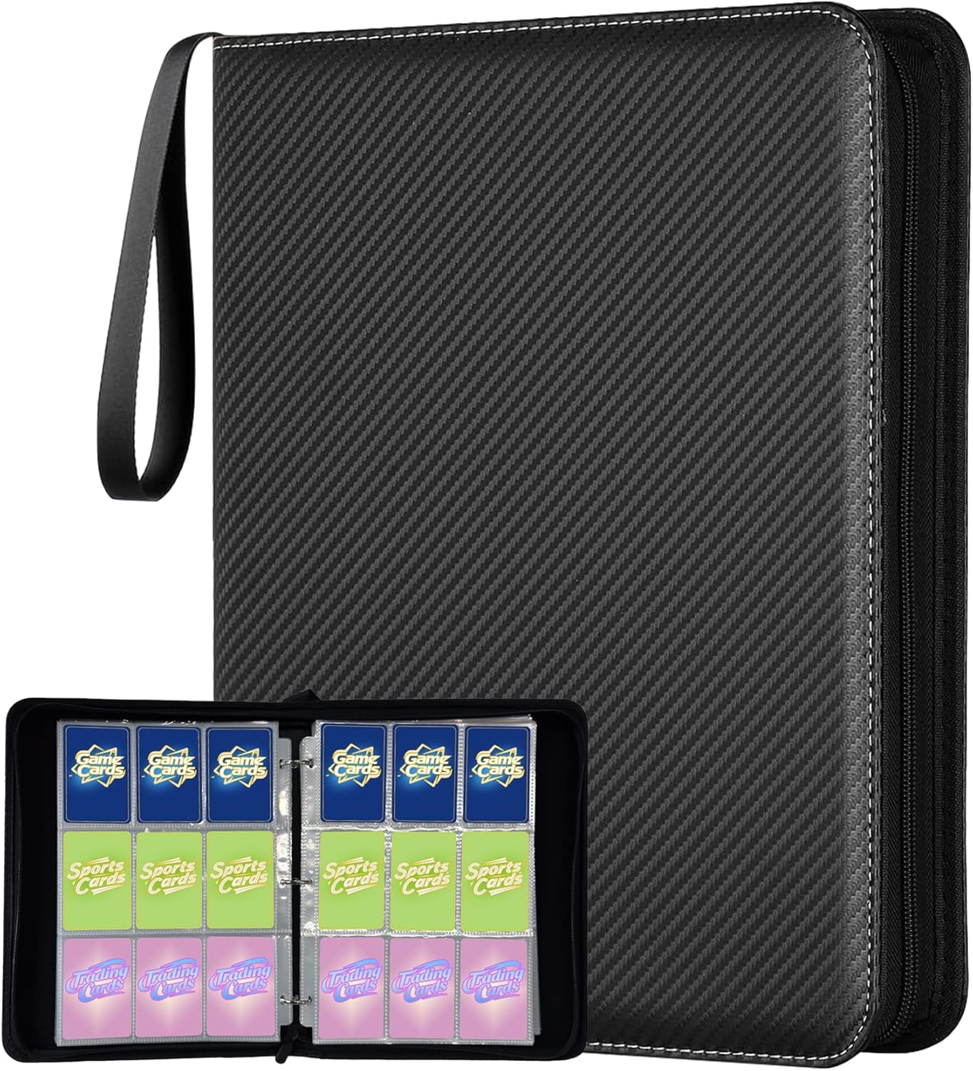 9 Pocket Trading Card Binder - Holds 1080 Cards | Premium Zipper Top Loader Album for MTG, TCG, Baseball & Sports Cards