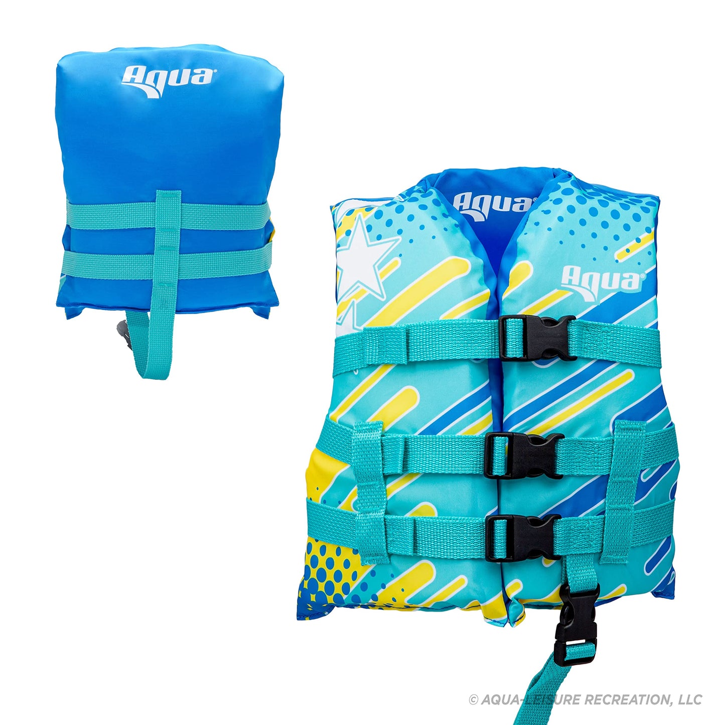 Aqua Oceans 7 Life Jacket for Kids - US Coast Guard Approved Life Vest for Infant, Child & Youth Boys and Girls, Open-Side PFD for Boating, Swimming & Water Sports, Child 30-50 Lbs, Seafoam