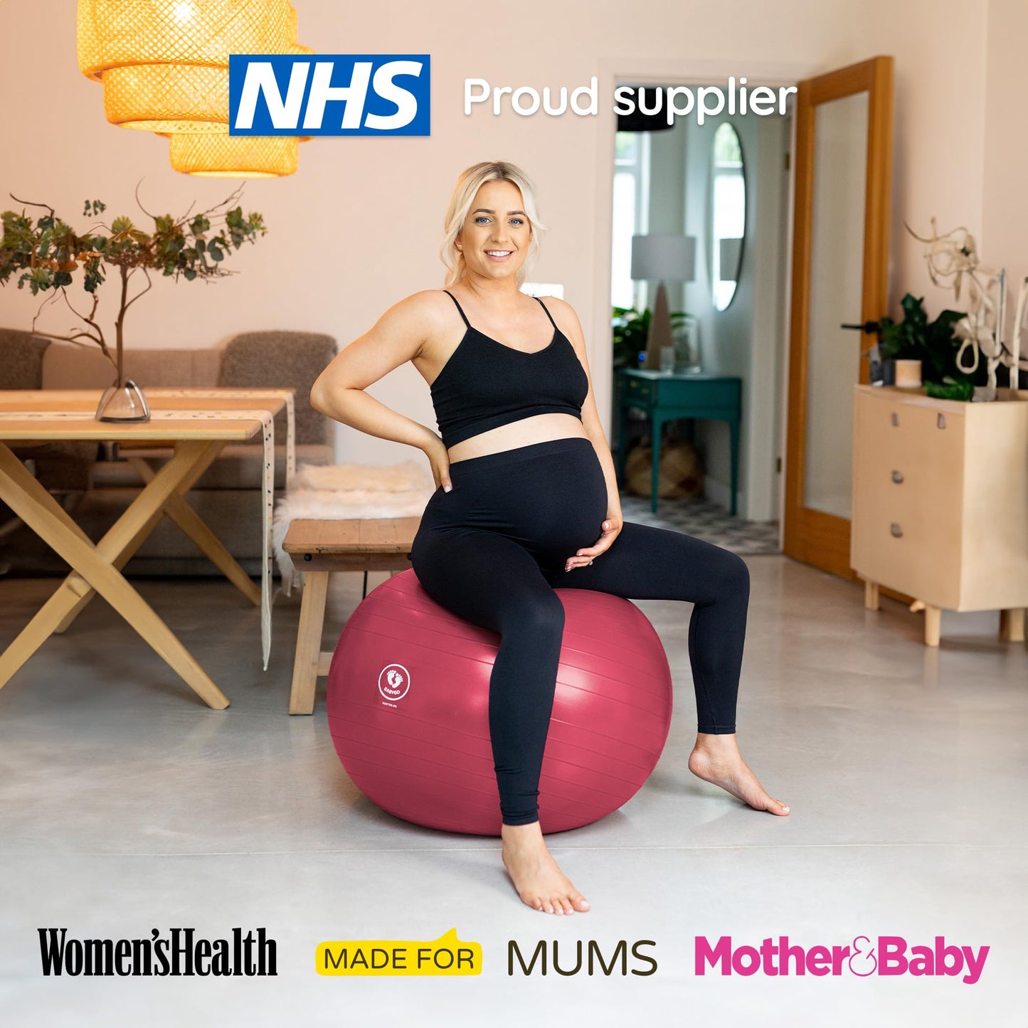 BABYGO Birthing Ball - Pregnancy Yoga Labor & Exercise Ball & Book Set Trimester Targeting, Maternity Physio, Birth & Recovery Plan Included Anti Burst Eco Friendly (Oatmeal, 65cm - 4'8" - 5'10")