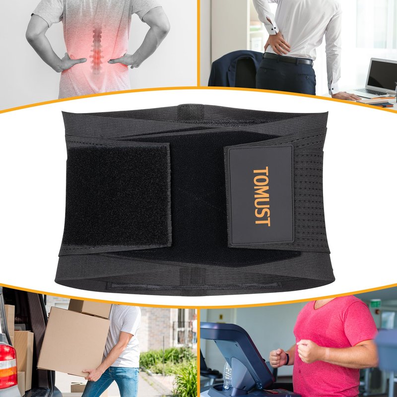 TOMUST Back Brace for Lower Back Pain Relief, Lumbar Support Belt with Dual Adjustable Straps for Lifting, Working, Sitting and Daily Support for Men Women, L
