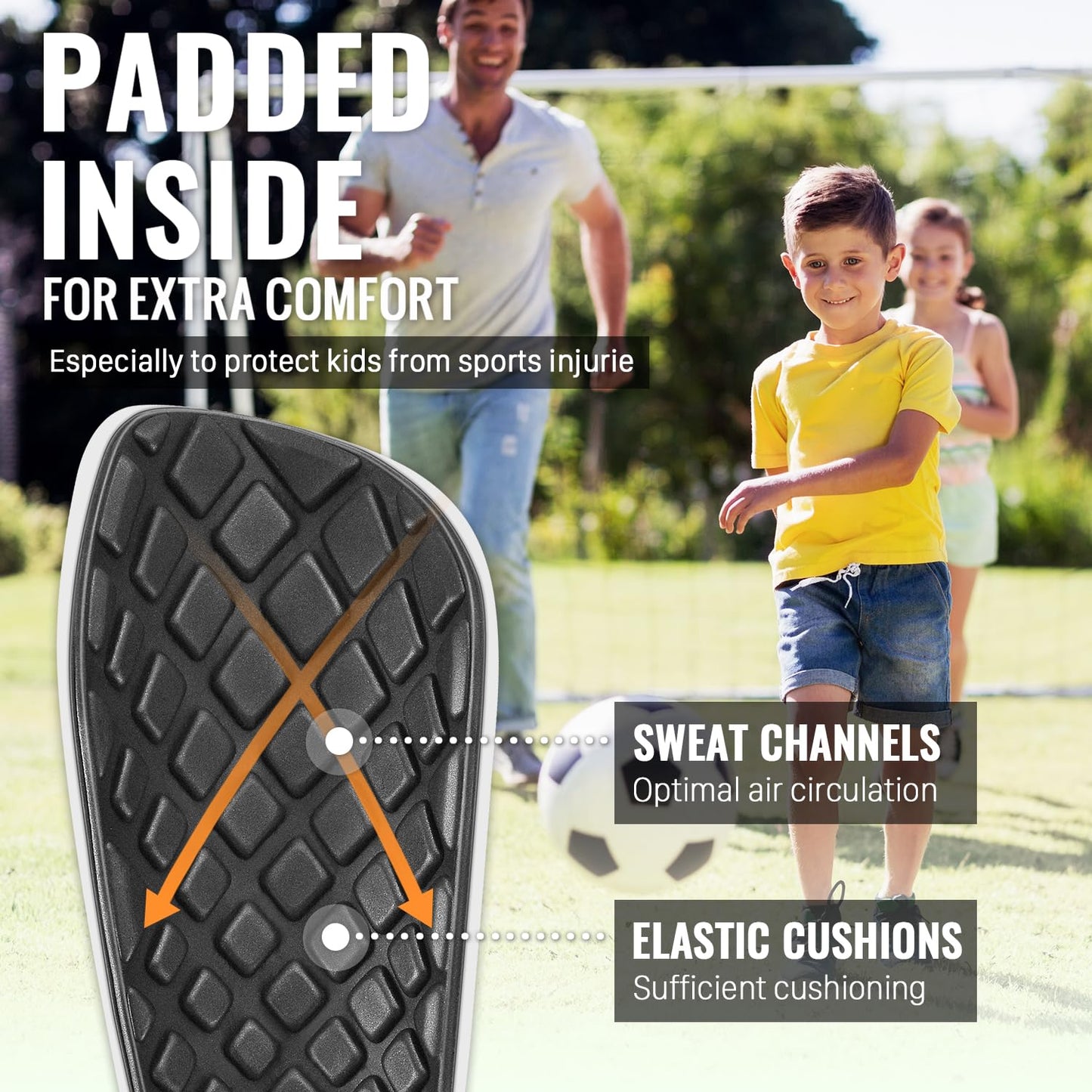 Soccer Shin Guards for Boys incl. Sleeves with Optimized Insert Pocket