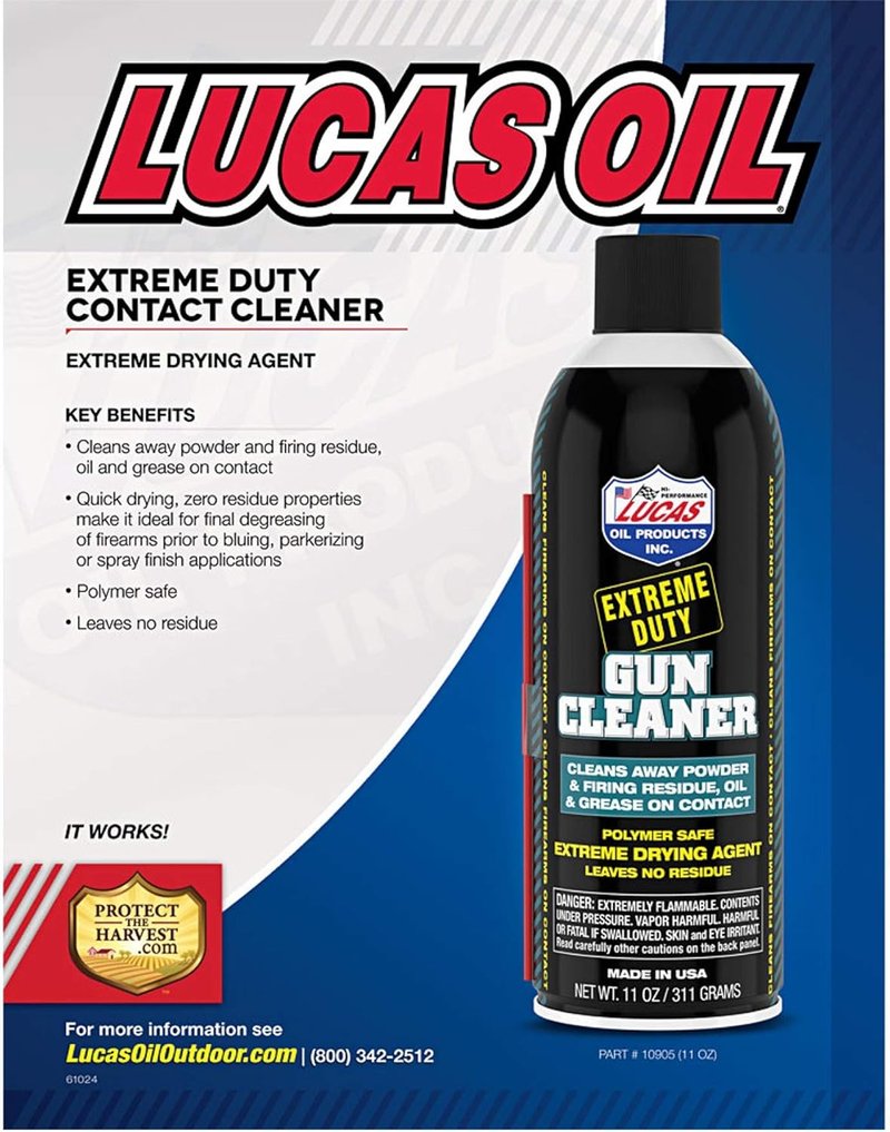 Lucas Oil Extreme Duty Gun Cleaner - Powerful 11 Ounce Formula for Firearms Maintenance