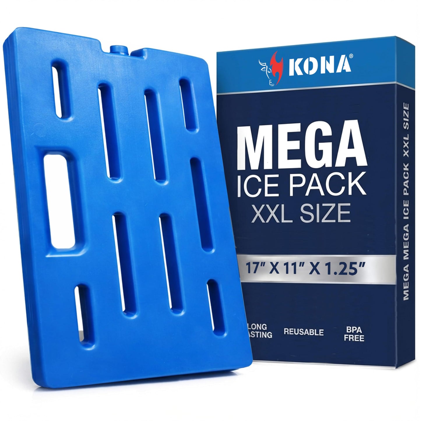 Kona Oversized Reusable Ice Pack for Catering Trays & Large Coolers, 17" x 11" x 1.25", Extra Large Cold Pack for Food Delivery Bags, Insulated Totes & Tailgating