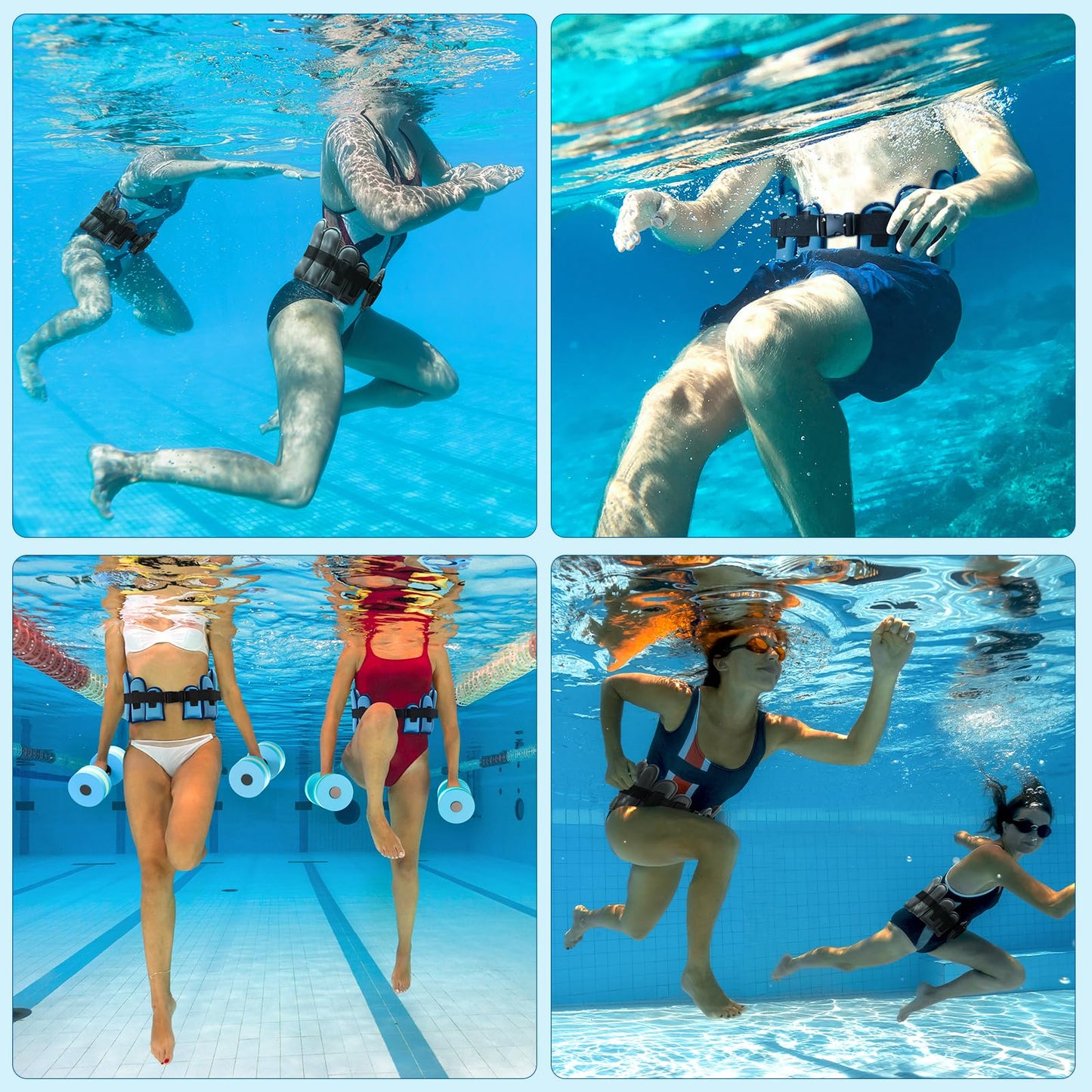 Sportneer Aqua Belt Water Aerobics Equipment: Swimming Belt Pool Exercise Equipment for Adults Aqua Float Belts with Adjustable Foam Blocks for Aquatic Fitness Training Low-Impact Workout Dark Blue