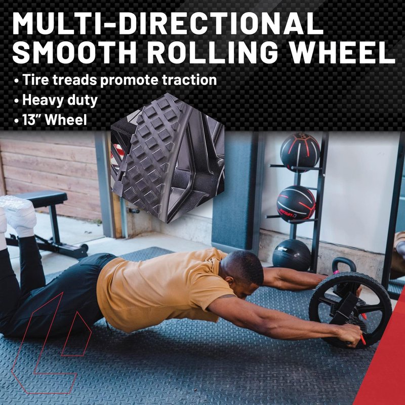 Lifeline Fitness Power Wheel Full Body Workout Ab Roller, Functional Full Body Ab Roller Wheel, Upper/Lower Body Workout, Home Workout Equipment with Foot Straps
