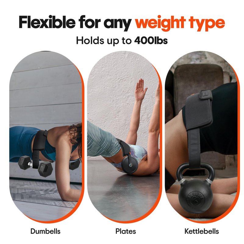 Exercise Hip Thrust Belt – Portable & Adjustable Glute Training Belt for Hip Thrusts, Squats & Glute Activation | Supports Dumbbells & Kettlebells for Gym & Home Workouts