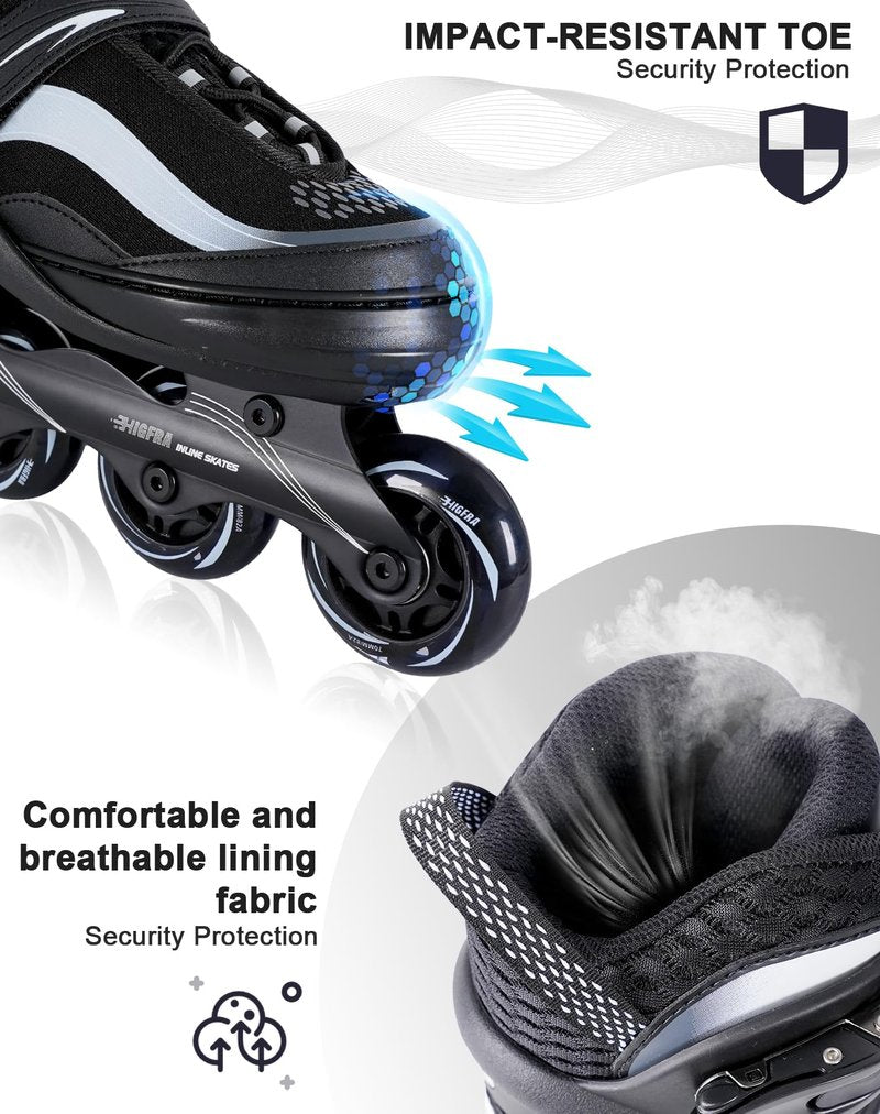Adjustable Inline Skates for Kids and Adults – Color Gradient Roller Skates with Full Light-Up Wheels Girls, Boys (Ages 5-8, 8-12), Youth, Men, and Women – Indoor & Outdoor Use