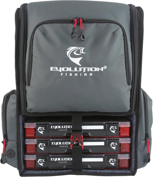 Largemouth Fishing Tackle Backpack - Modular Dividers & Rod Holders | Heavy Duty Design with Quiklatch Tackle Trays