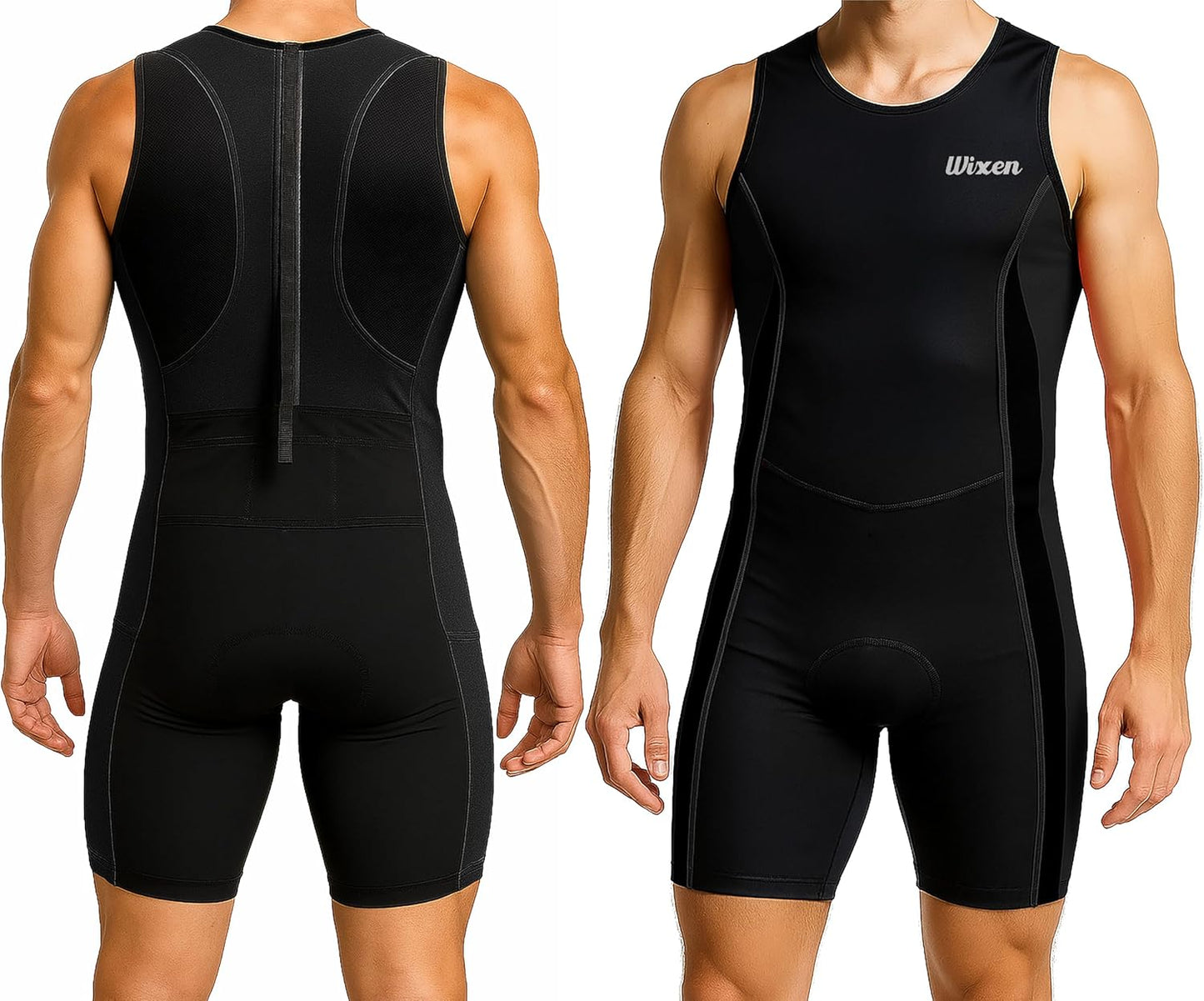 Men’s Triathlon Suit - Padded Sleeveless Trisuit with Rear Zipper for Running, Swimming & Cycling | Comfortable Fit