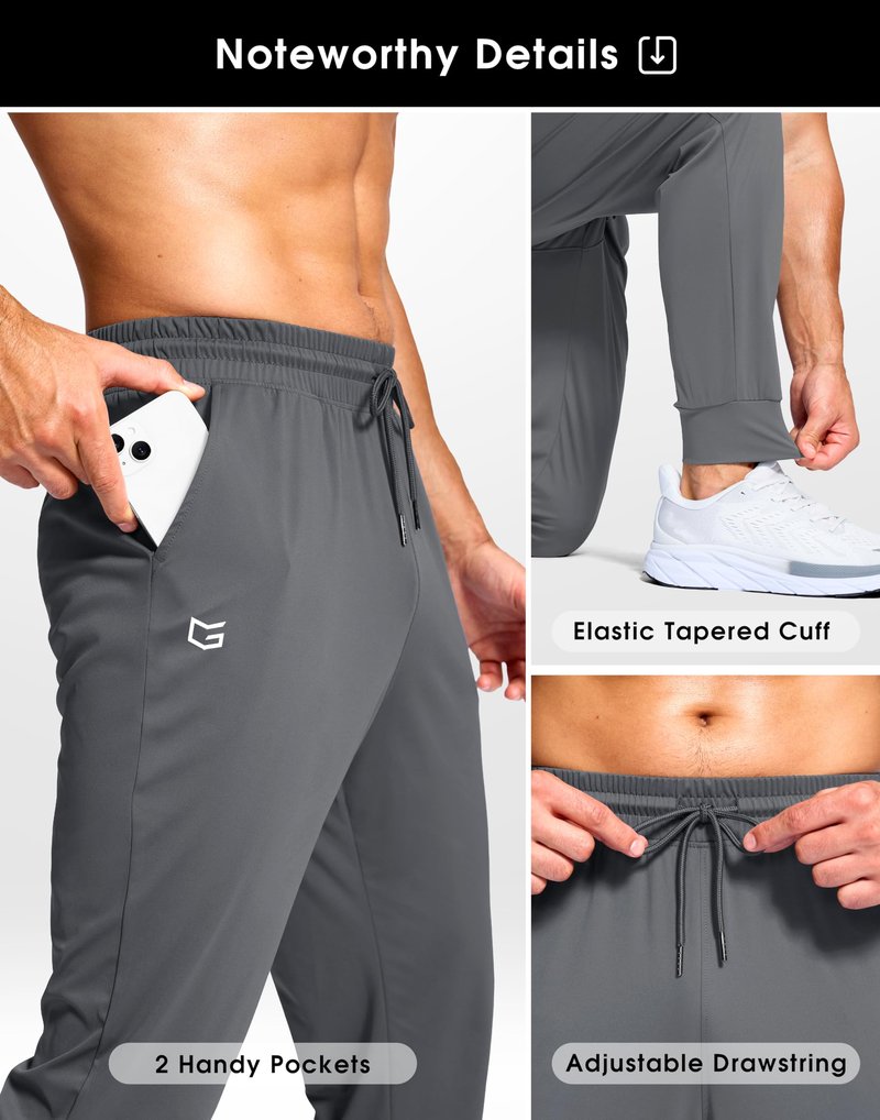 G Gradual Men's Joggers Lightweight Athletic Workout Pants with Pockets Stretch Track Running Sweatpants for Men Gym Sports(Graphite Grey,L)