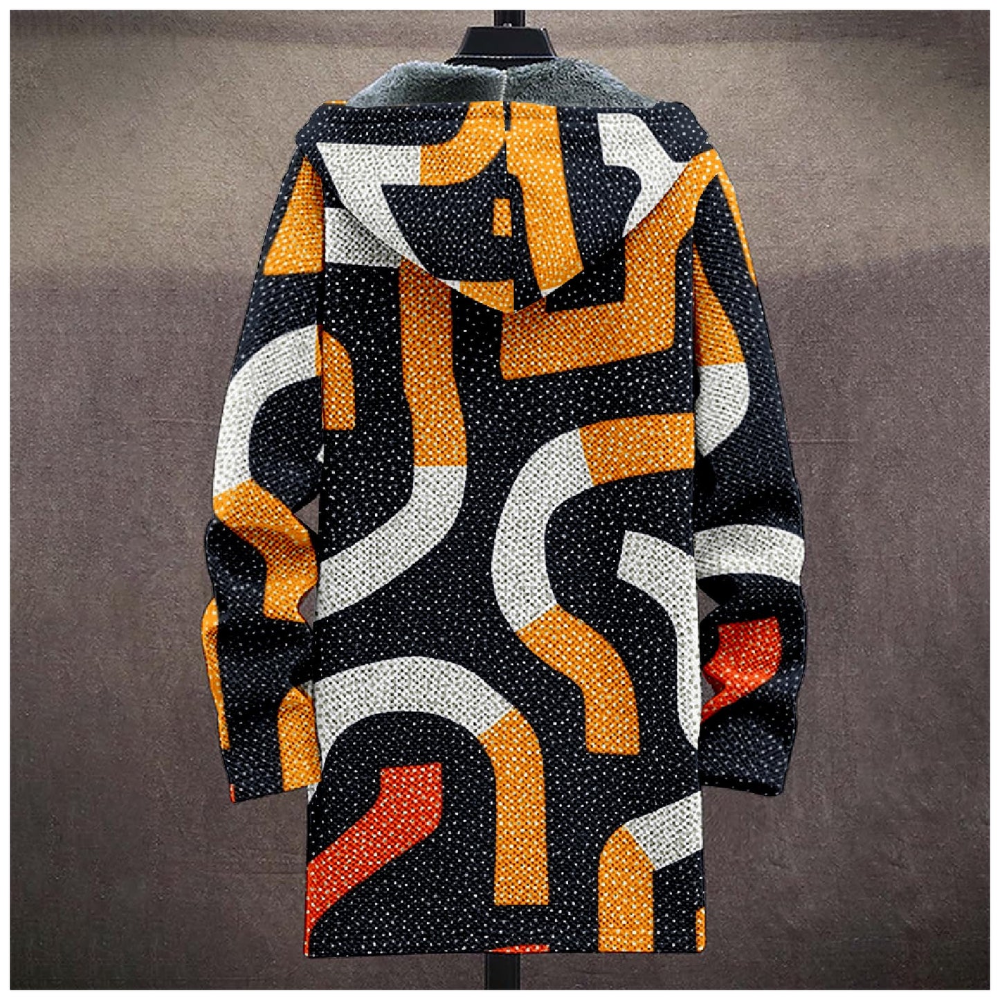 Biacolum Colorful Striped Zip Up Jacket Men Fashion Long Fleece Hooded Lined Zip Up Knit Coat with Pockets Fashion Hoodies Warm Jacket Fitted Cardigan for 2024 Winter,2XL