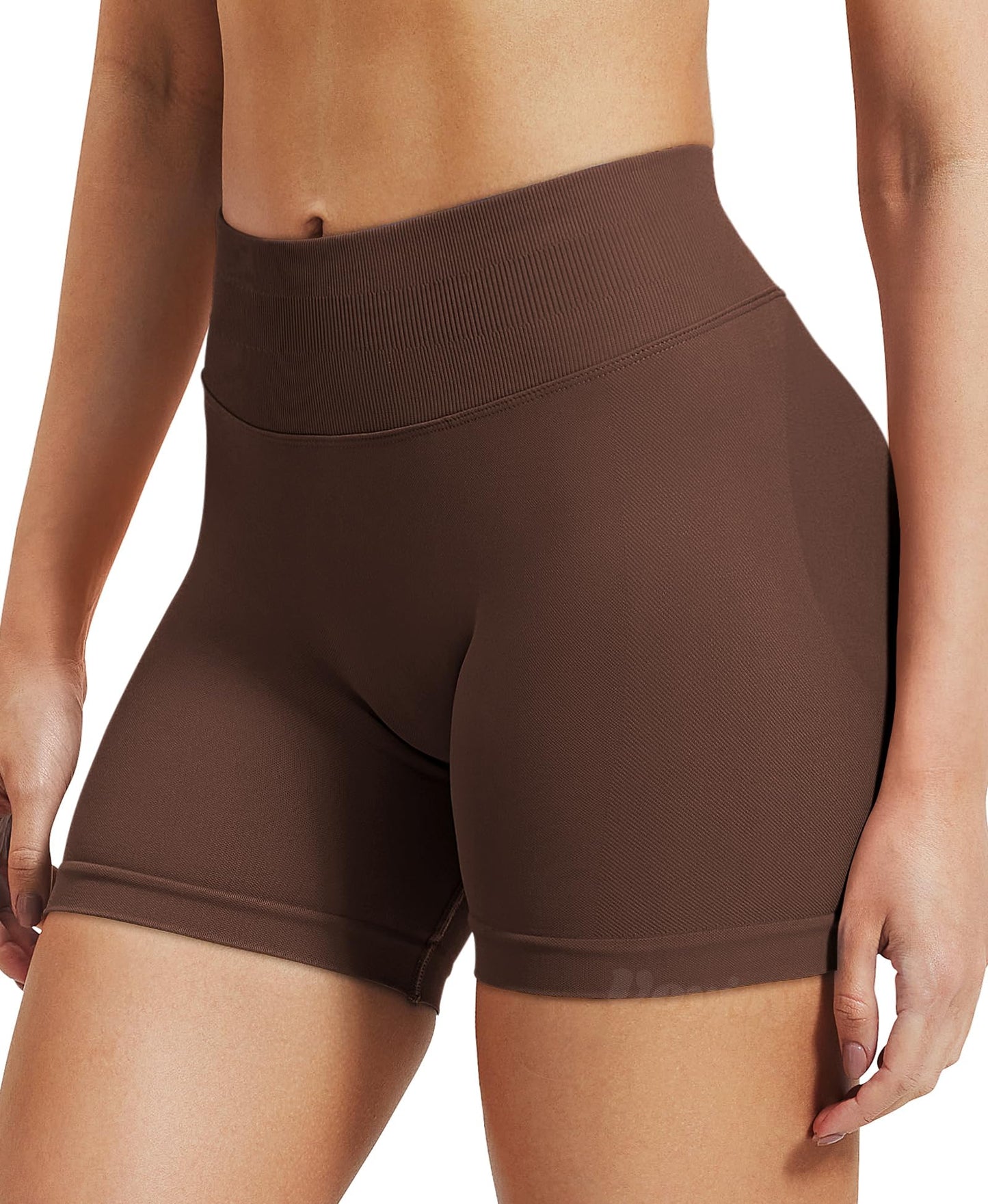 VOYJOY Women Workout Impact Shorts 2.5"/ 3.6"/ 4.5"/ 6" Scrunch Butt Lifting Gym Seamless Booty Biker Shorts Deep Brown