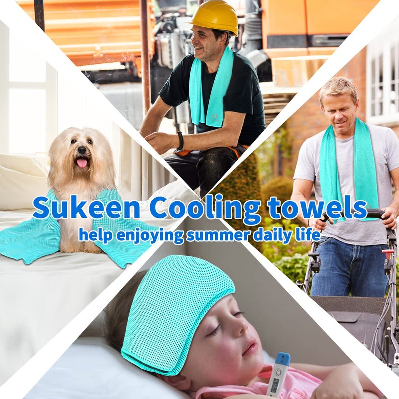 Sukeen [4 Pack Cooling Towel (40"x12"),Soft Microfiber Chilly Towel for Yoga,Sport,Running,Gym,Workout,Camping,Fitness,Workout & More Activities