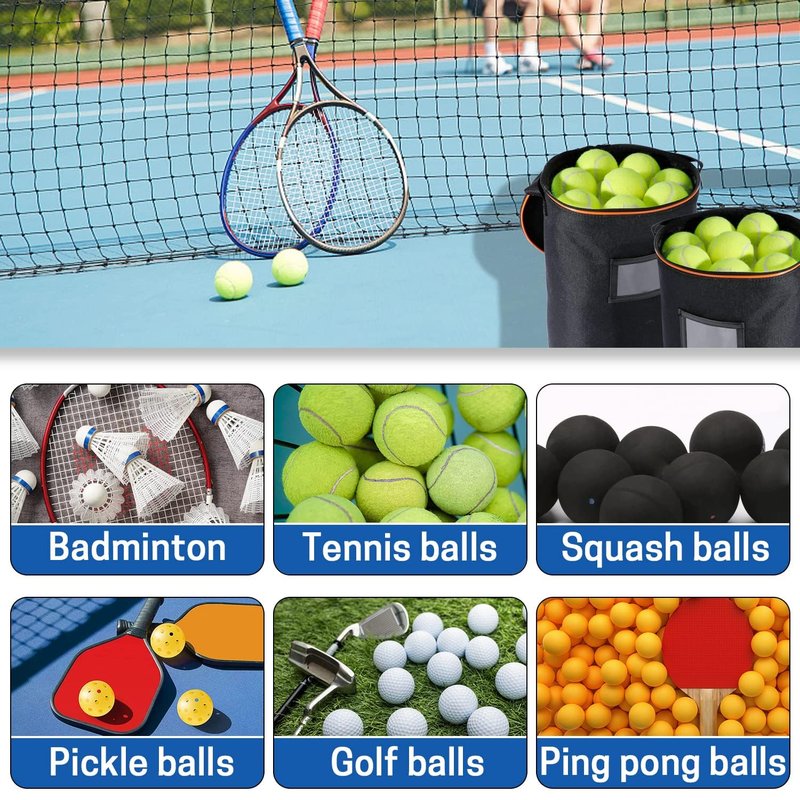 VISEMAN Sports Ball Bag – 900D Polyester Carrier for Tennis, Pickleball, Baseball & Softball – 45 Ball Capacity Cylinder Holder with ID Window and Handle