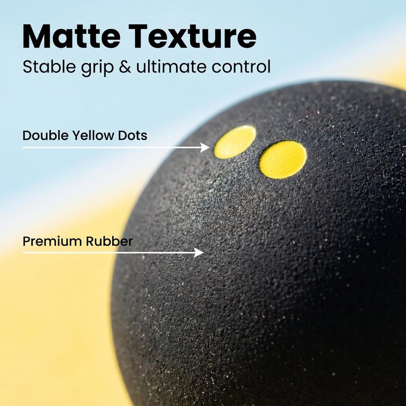 VisnzvLux 3 Pieces Double Yellow Dot Squash Ball Custom Logo Professional high Elasticity Resistant to Play for Training and Practice