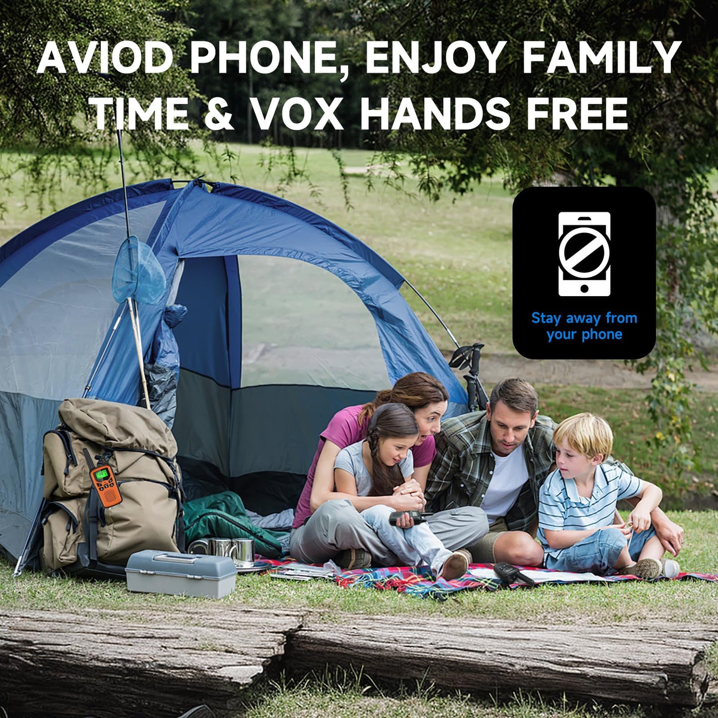 Rechargeable Walkie Talkies Long Range for Adults, Walky Talky VOX with 22 FRS Channels, 99 Privacy Codes Two Way Radio,1200mAh Li-ion Battery, for Camping Hiking Emergency (4 Pack Colorful)