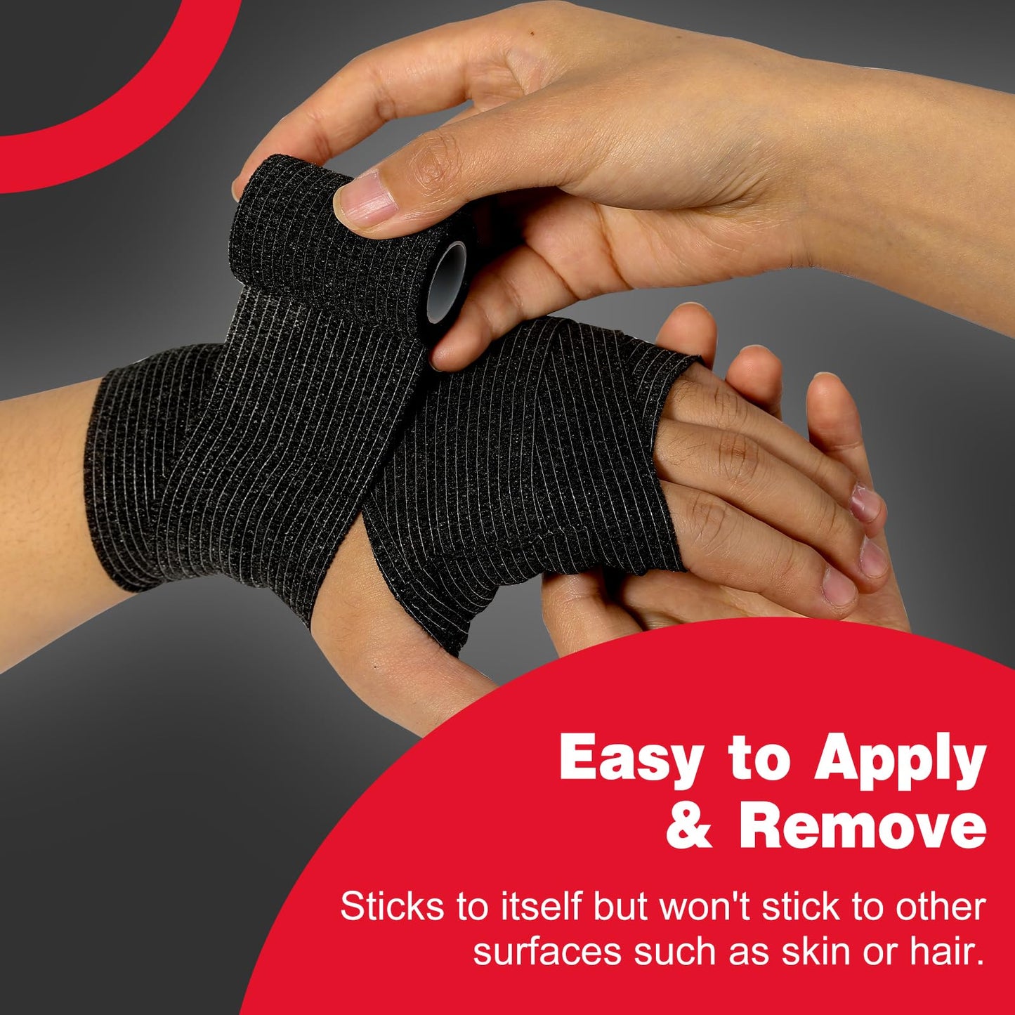 AZEN 16 Pack Self Adhesive Bandage Wrap Black, 2" X 5 Yards Black Athletic Tape, Vet Wrap, Tattoo Grip Tape Wrap，Ankle Tape, Cohesive Bandage Wrap