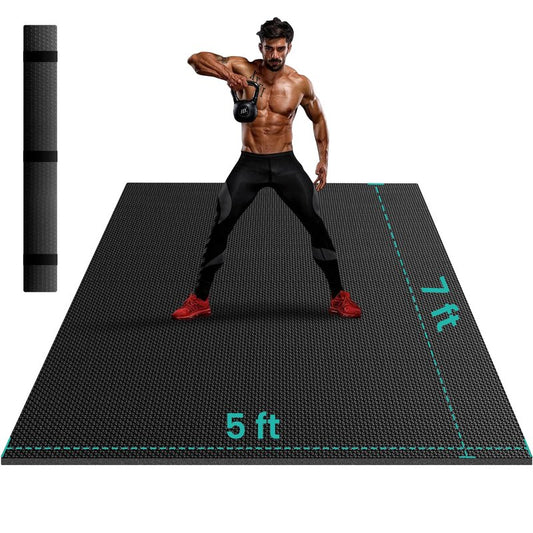 Stepwaver Extra Large Exercise Mat, 7'x5'x8mm (1/3 inch), Non-Slip, Ultra Durable, Thick Large Workout Mat for Home Workouts, Yoga Mats for Fitness, High-Density Exercise Mat, Shoes-Friendly