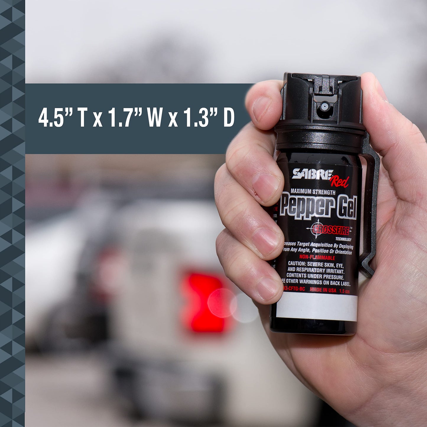 SABRE Crossfire Pepper Gel for Self Defense, Deploys At Any Angle, Maximizes Target Acquisition Against Threats, Easy Carry Belt Clip Safety Flip Top, Max Police Strength Pepper Spray 1.5 fl oz 3 Pack