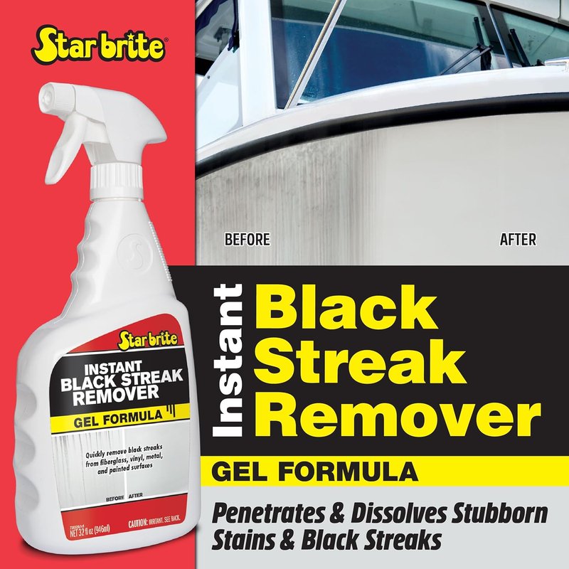 STAR BRITE Instant Black Streak Remover Gel - Fast-Acting Cleaner for Boats, RVs & Trailers | Safe for Fiberglass, Vinyl & Metal