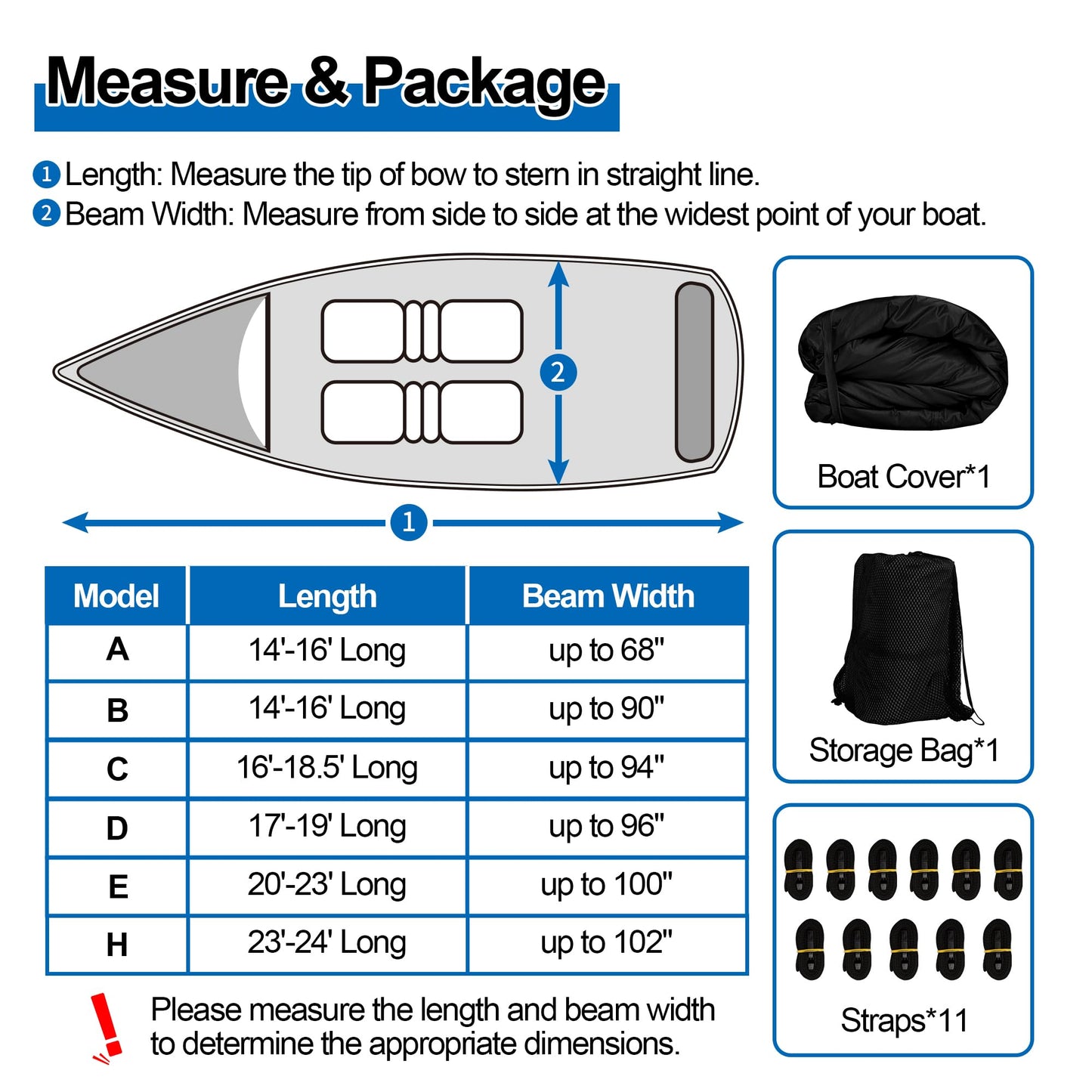iCOVER Trailerable Boat Cover- 23'-24' 800D Water Proof Heavy Duty, Fits V-Hull, Fish&Ski, Pro-Style, Fishing, Utiltiy, Runabout, Bass Boats, up to 23ft-24ft Long and 102" Wide