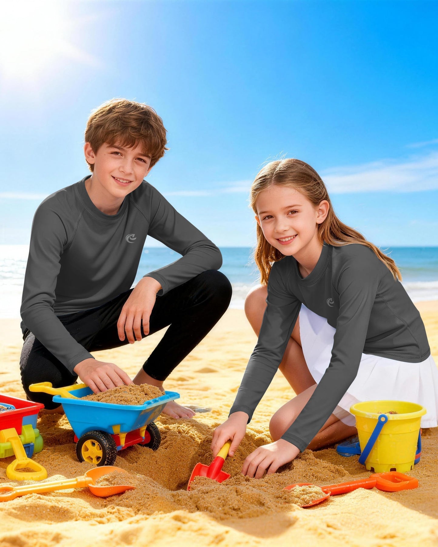 Boys UPF 50+ Swim Shirt Long Sleeve, 1 or 2 Pack UV Sun Protection Rash Guard, Youth Kids SPF Water Shirts for Beach Surf