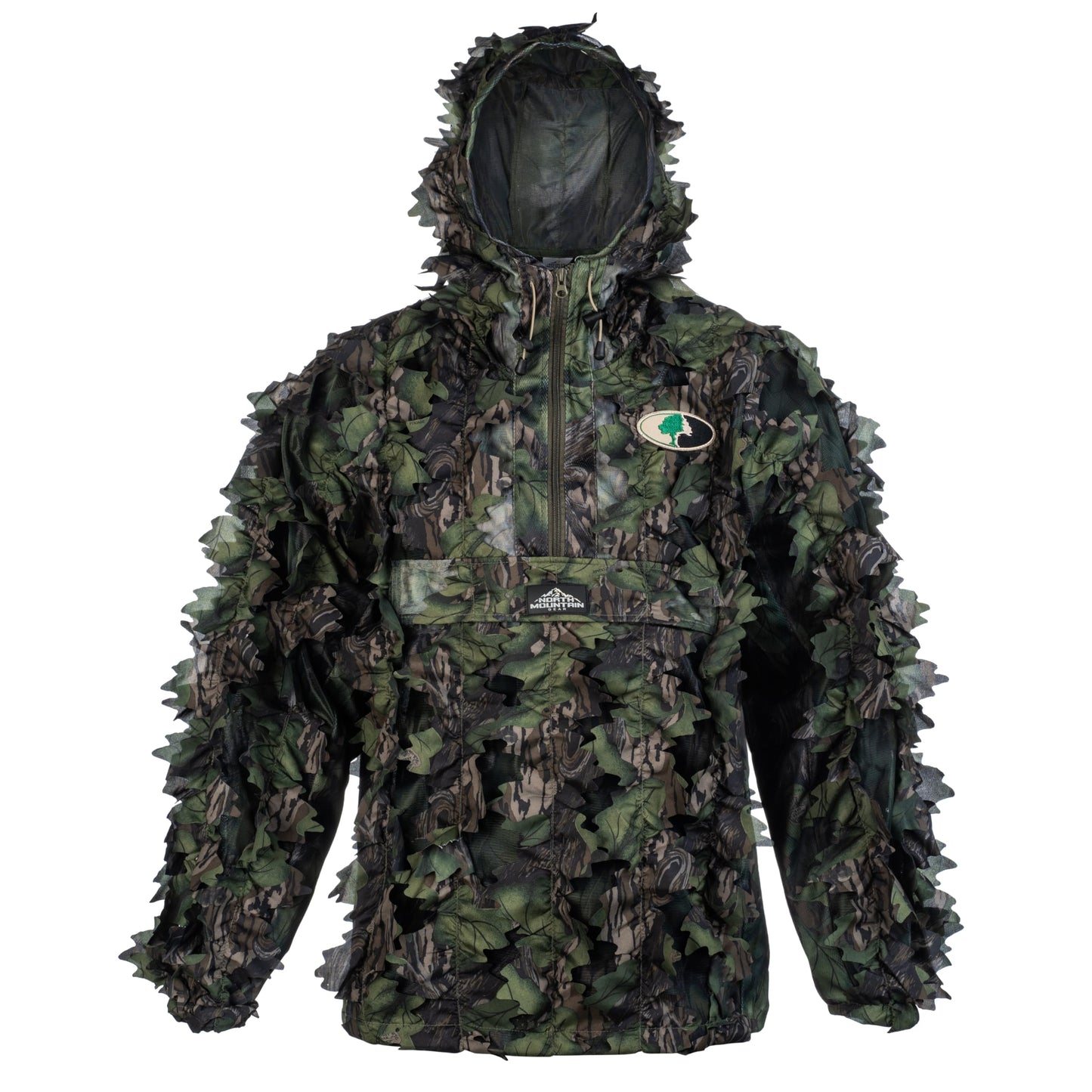 North Mountain Gear Mossy Oak Full Foliage Leafy Camo Hunting Jacket – Lightweight 1/2 Zip Hooded Camo Hunting Hoodie with Kangaroo Pouch – X-Large-2X-Large