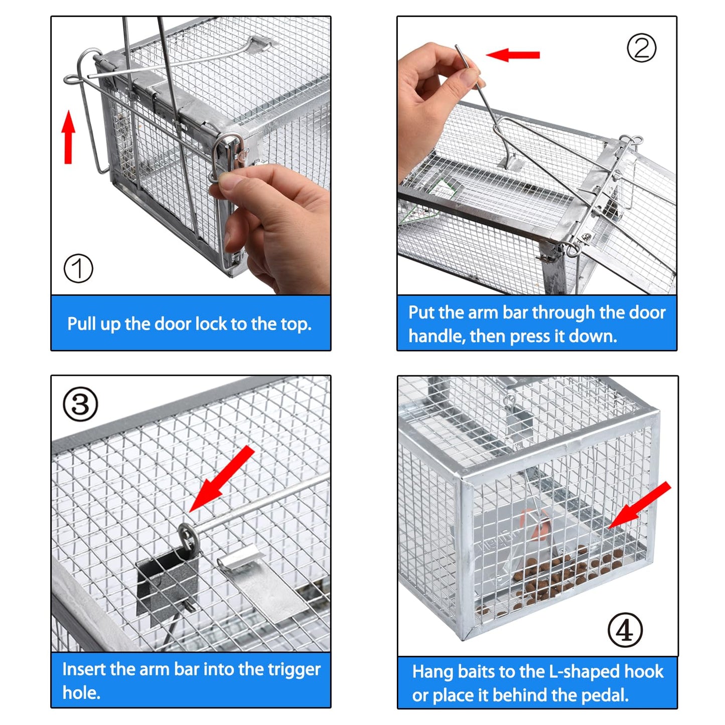Gingbau 2-Pack Rat Traps Humane Live Chipmunk Mouse Trap Cages for Indoor and Outdoor Use