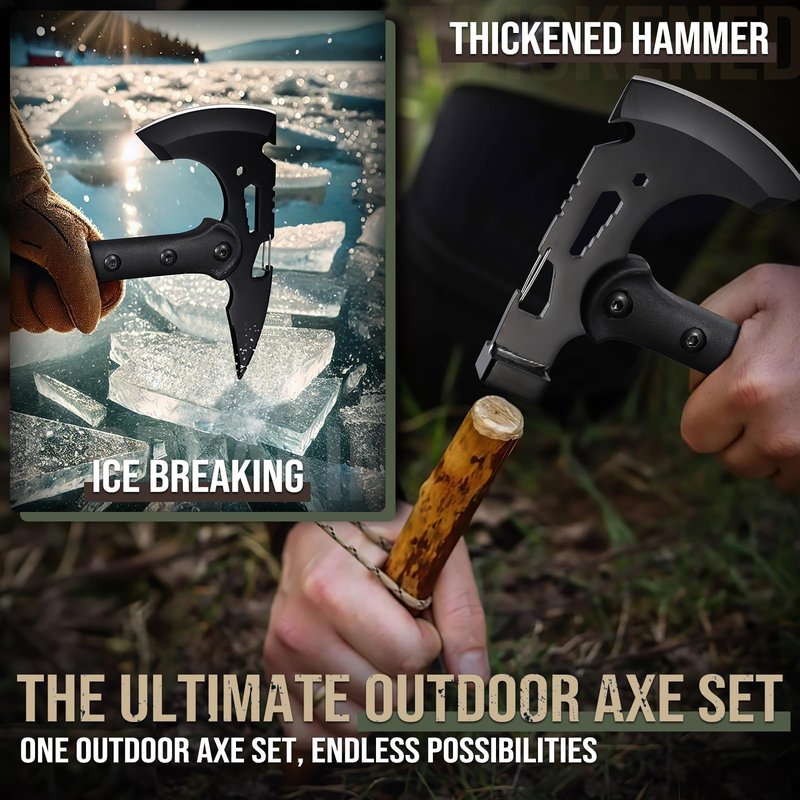 Freelander Tactical Axe 2 Pack, Sharp Tomahawk with Sheath, Portable Tomahawk with Clip and Bottle Opener, Durable Survival Hatchet for Emergency, Hiking and Camping, for Men Women