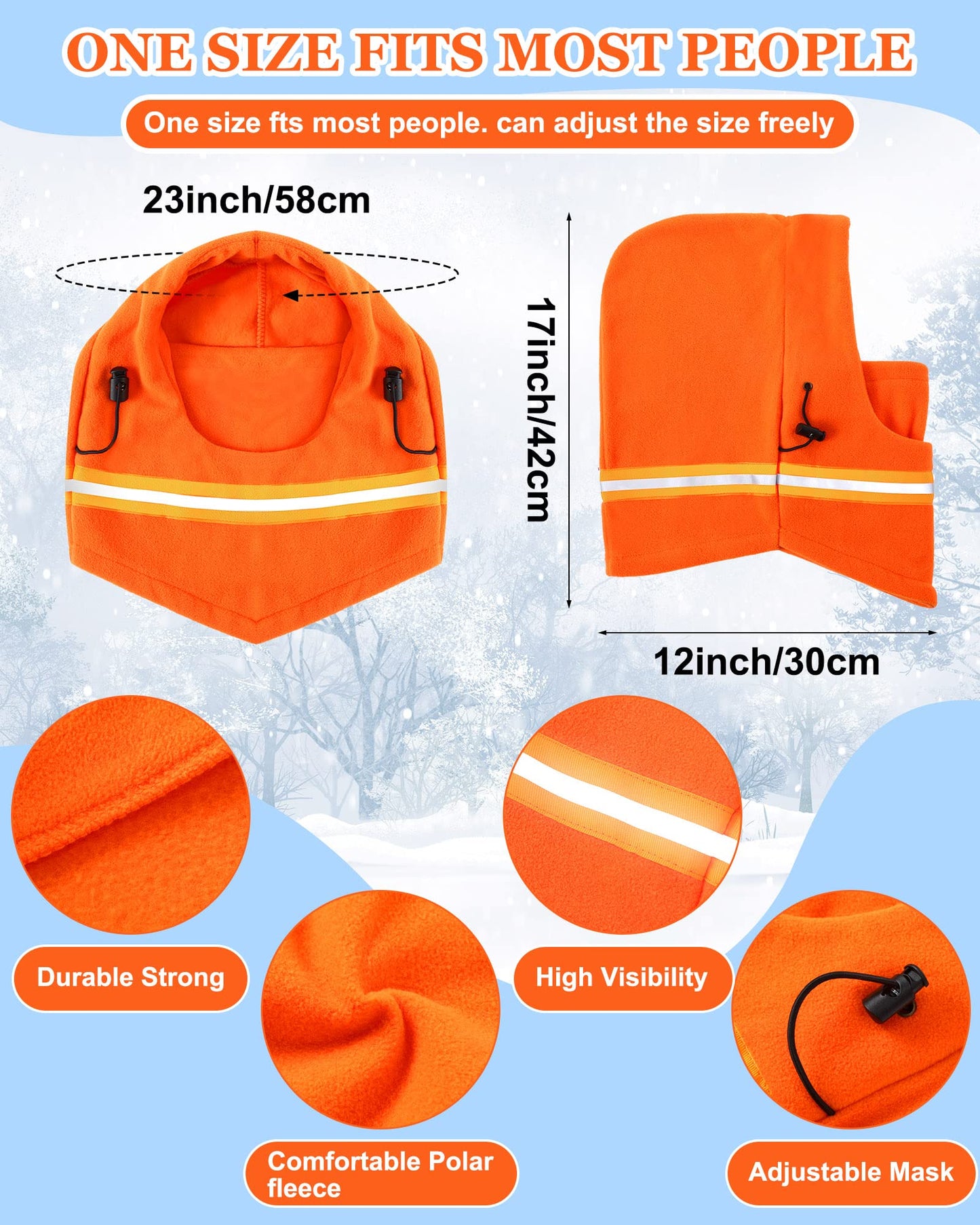 4 Pieces High Visibility Reflective Balaclava Mask Fleece Balaclava Mask Winter Thermal Fleece Balaclava Adjustable Full Face Mask Neck Cover Warm Ski Mask