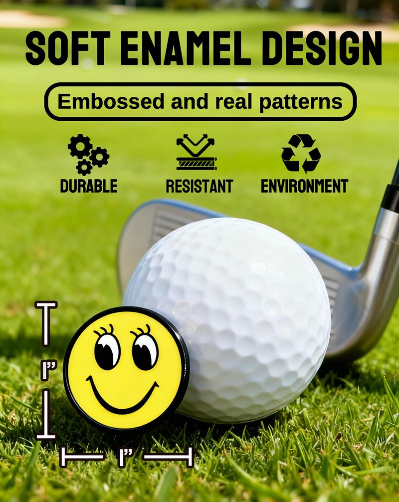 BSTWARM 50 Pcs Golf Ball Markers Bulk, 1'' Smile Face Marker, Golf Accessories for Hat Clips & Divot Tools, Gift for Men Women Golfer Club