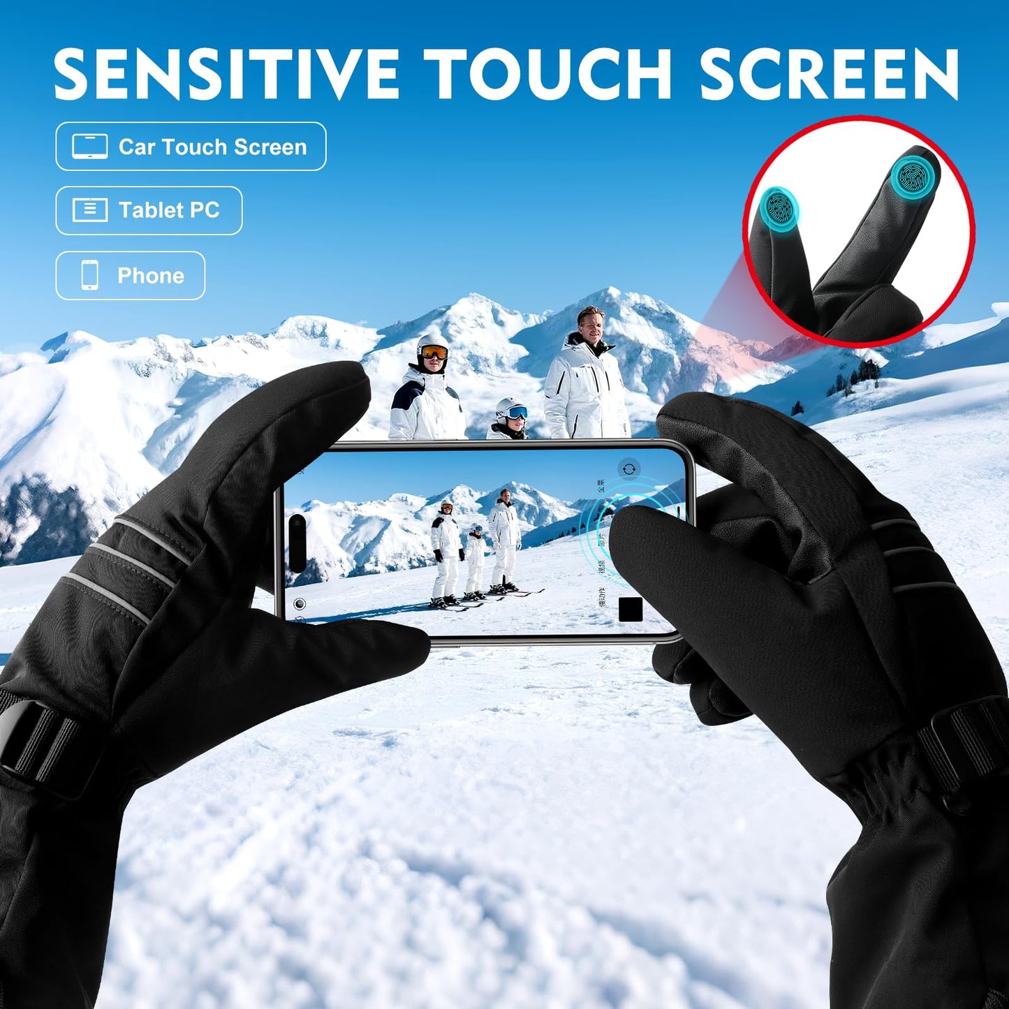 ABXMAS Heated Gloves for Men Rechargeable, 7.4V 6400mAh Electric Battery Heated Gloves for Winter Sports Motorcycle Ski Biking Hiking, Reusable Outdoor Work Hand Warmer, L