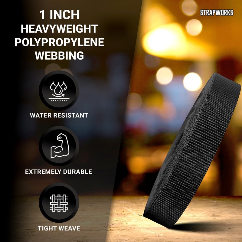 Strapworks Heavyweight Polypropylene Webbing - Heavy Duty Poly Strapping for Outdoor DIY Gear Repair, 1 Inch x 50 Yards - Olive Drab