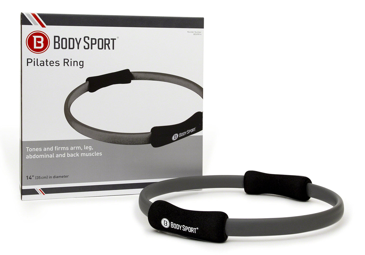 Body Sport Pilates Ring with Foam Padded Grips to Sculpt the Thighs, Core, Arms and More,Gray