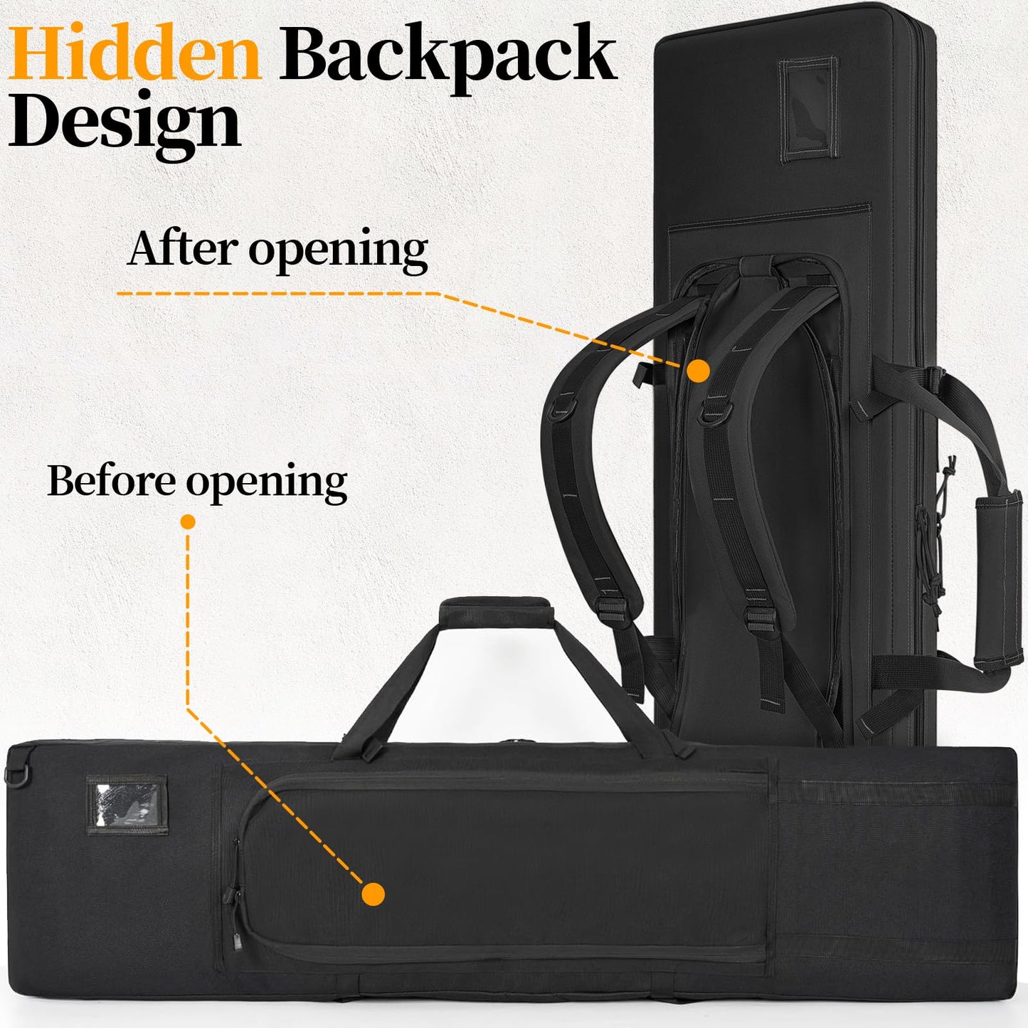 TORIBIO Double Rifle Case Gun Bag 30/34/36/42/46/48/51/55"-46" x 12" Black