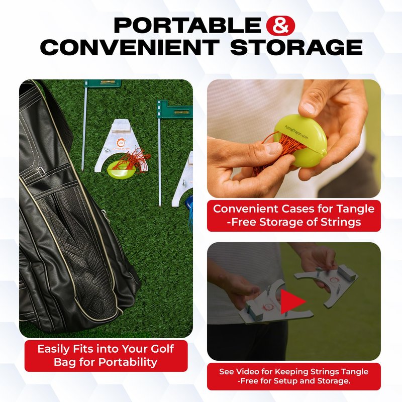 Putting Dragon® America's Premium Golf Training Aid-Perfect Golf Putting Aid for Alignment & Accuracy-Putter Training Aid with Built-in Levels-Durable Elastic Strings and Steel Base with Screws