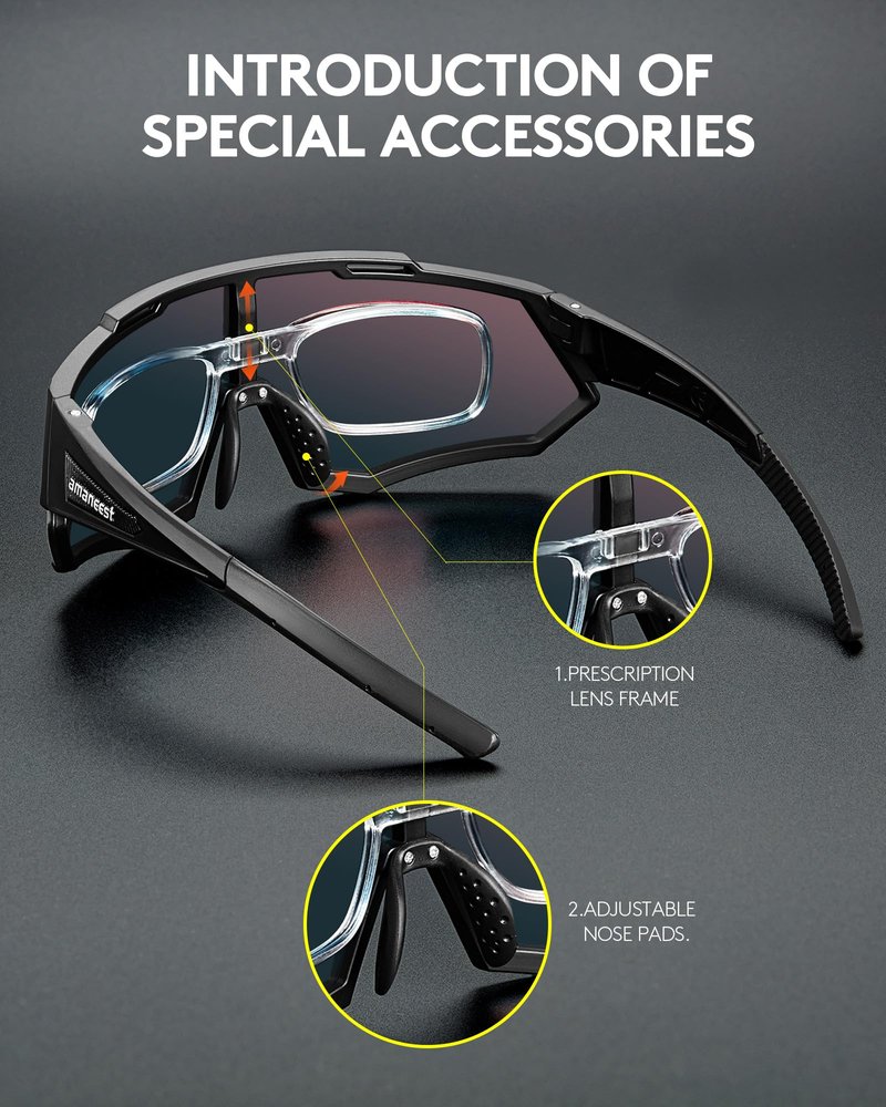 AMANEEST Safety Sunglasses for Men and Women,for Running Cycling Construction UV Protection(Ice-Blue Lens&Night Lens,Gray Polarized Lens)