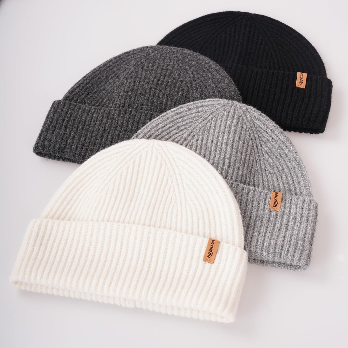 ACUSHLA 100% Merino Wool Beanie for Men & Women Oversize Winter Hat for Big Head Unisex Knit Watch Cap Skull Wrap for Cold Weather, M-L Dark Grey