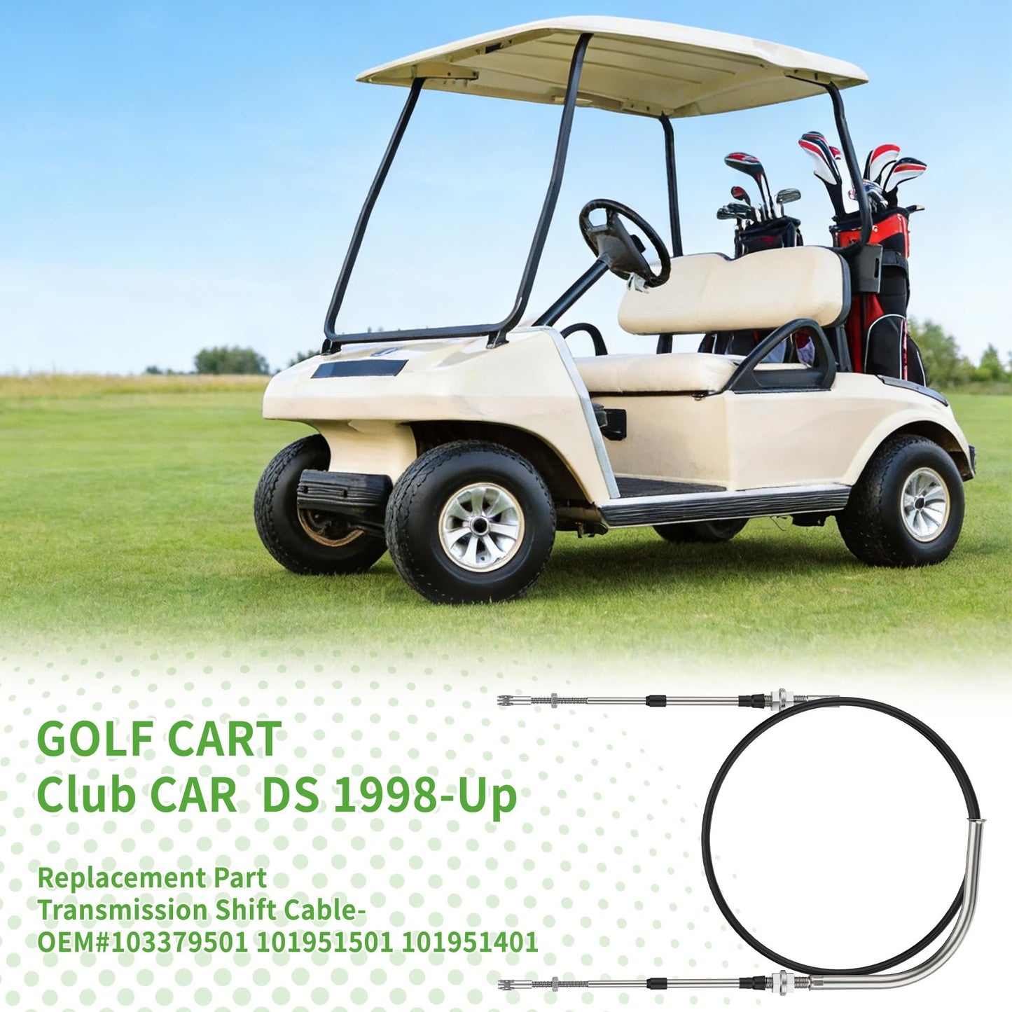 10L0L 68.5" Golf Cart Transmission Shift Forward Reverse Cable for Club Car DS 1998-Up Gas Golf Cart, Replace OEM 103379501 101951501 101951401