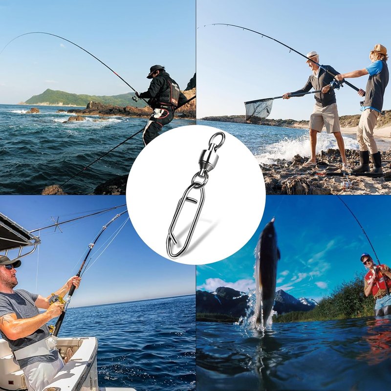 Fishing Swivels & Quick-Change Clips - 25 Pcs Pro Saltwater 360° Spin Stainless Steel Heavy-Duty Corrosion-Proof