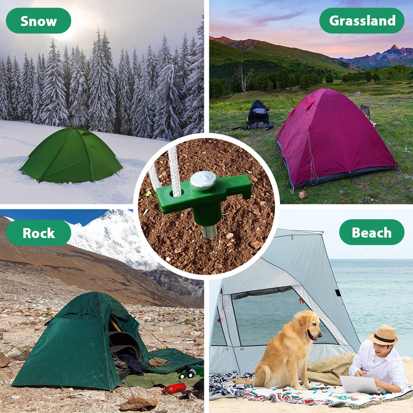 Eurmax USA 10-Pack Secure Protection Galvanized Tent Stakes,Rust-Proof Steel Canopy Anchors for High Winds,Heavy Duty Commercial Ground Pegs for Camping,Pop Up Tents&Gazebos - Includes 4x10ft Ropes