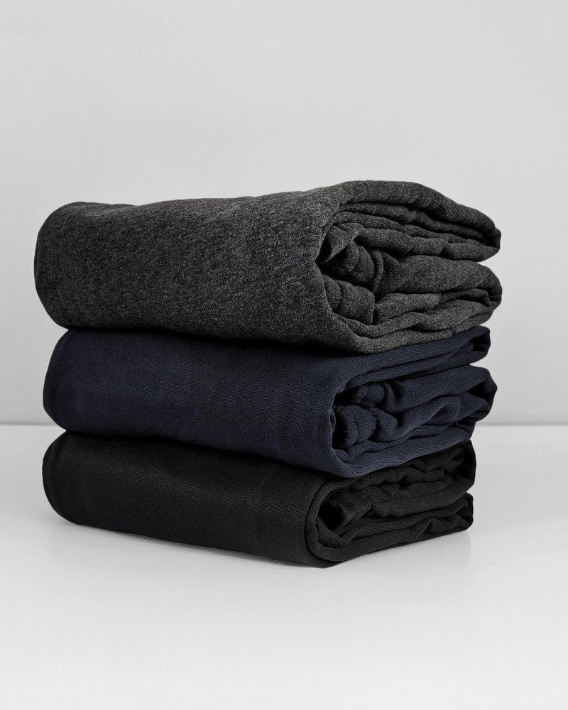 3 Pack Fleece Sweat Pants for Men, Athletic Open Bottom Mens Baggy Wide Leg Sweatpants with Pockets Loose Relaxed Fit Men's Joggers Drawstring Lounge Workout Gym Active Pants Black Navy Blue Grey XL