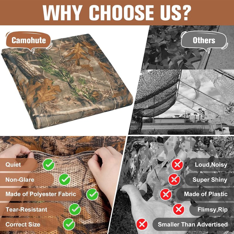 Camo Netting - Lightweight Camouflage Net for Concealment | Ideal for Hunting, Shooting, Photography & Decoration