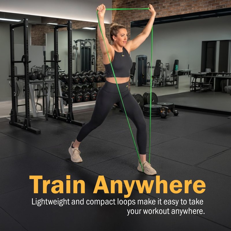 GoFit Pro Super Band 30-50lbs Durable Resistance Bands for Strength Training, Pilates, Stretching, Home Workouts, and Full-Body Exercise, Green