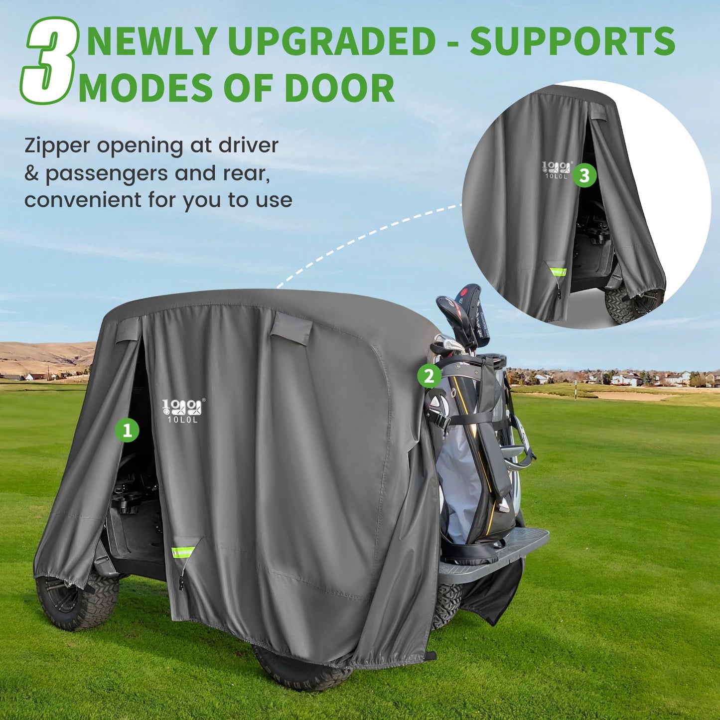 10L0L Heavy Duty Golf Cart Cover for 2/4/6 Passengers EZGO, Club Car and Yamaha, All Weather Outdoor Protection Weatherproof