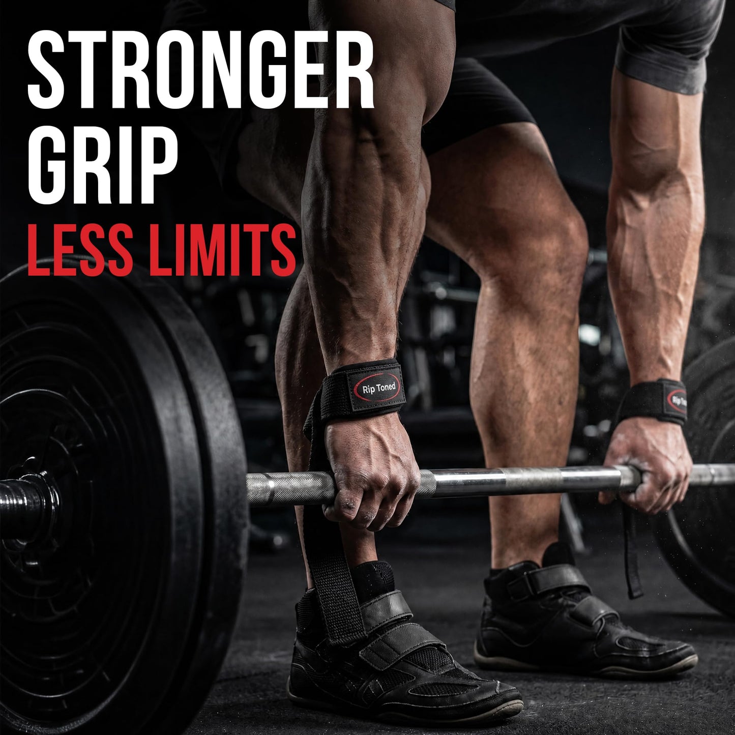 Rip Toned Lasso Lifting Straps for Weightlifting, 23¼" Padded, All-Black