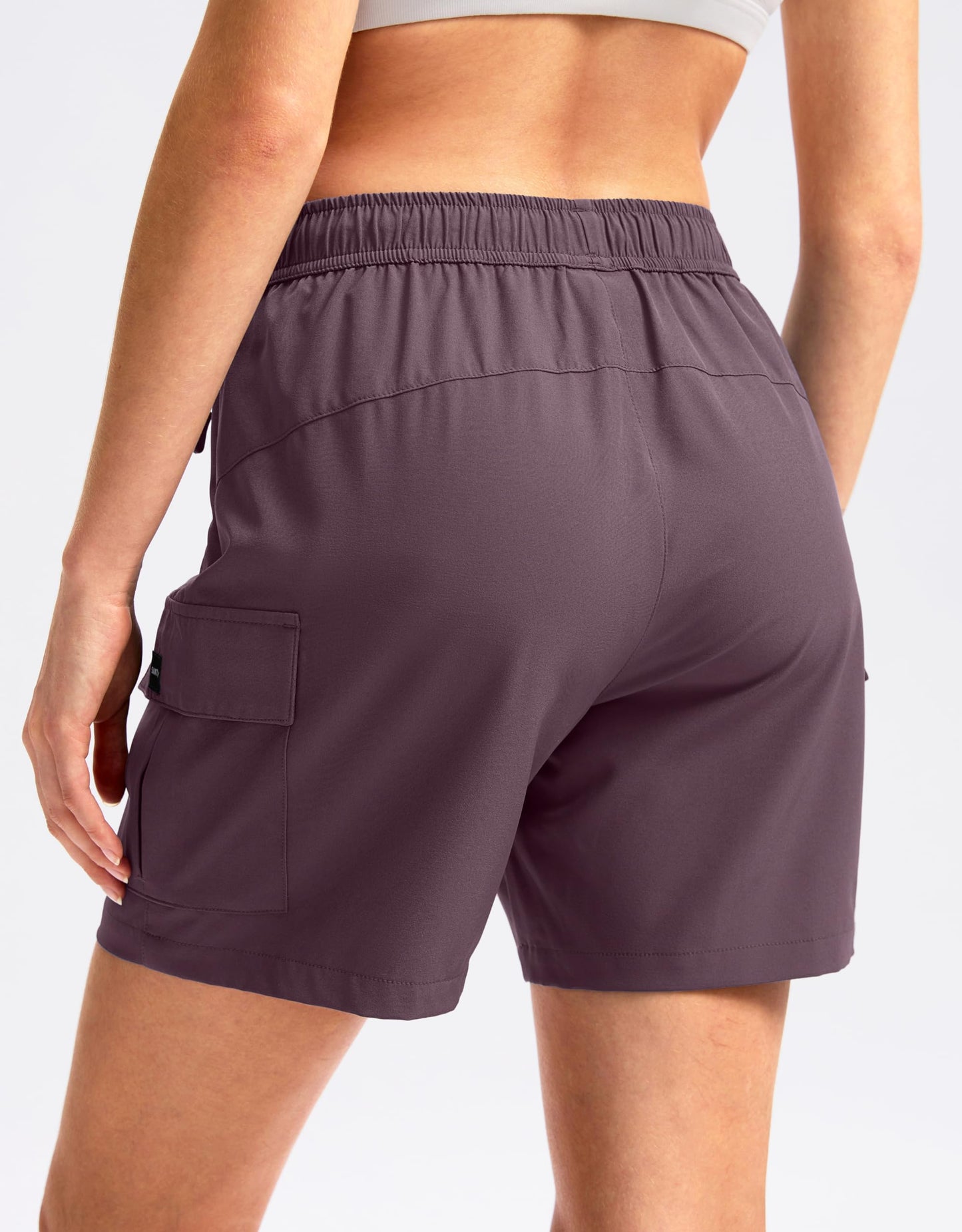 SANTINY Women's 5''/ 7''/9'' Hiking Cargo Shorts Quick Dry Lightweight Summer Shorts for Women Athletic Golf Zipper Pockets(Dusty Purple_XL)