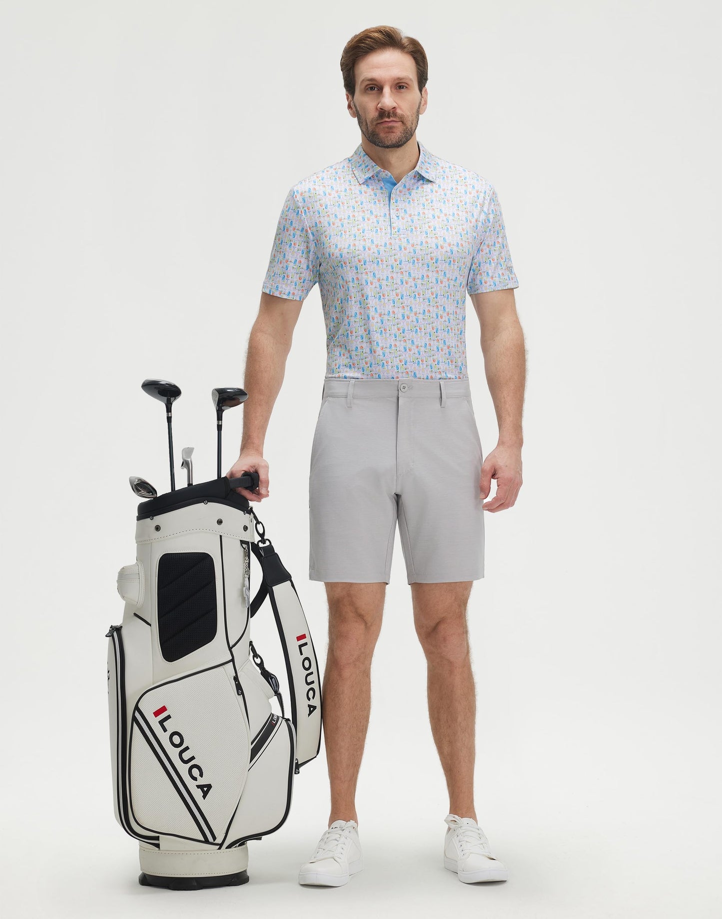 M MAELREG Mens Golf Shirts Dry Fit Moisture Wicking Print Stretch Athletic Collared Mens Polo Shirts Short Sleeve