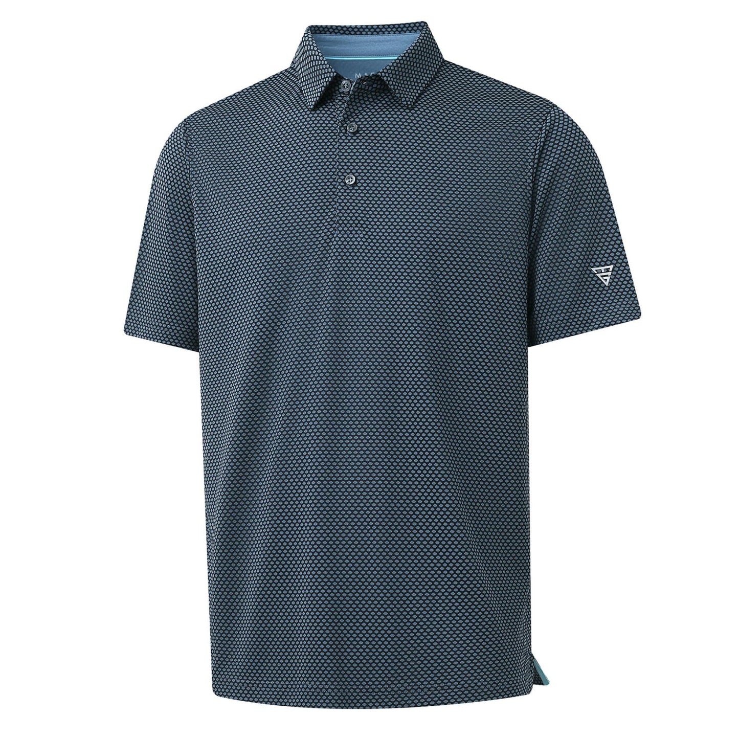 M MAELREG Mens Golf Shirts Moisture Wicking Performance Business Casual Collared Golf Shirts for Men Dry Fit Black/Blue